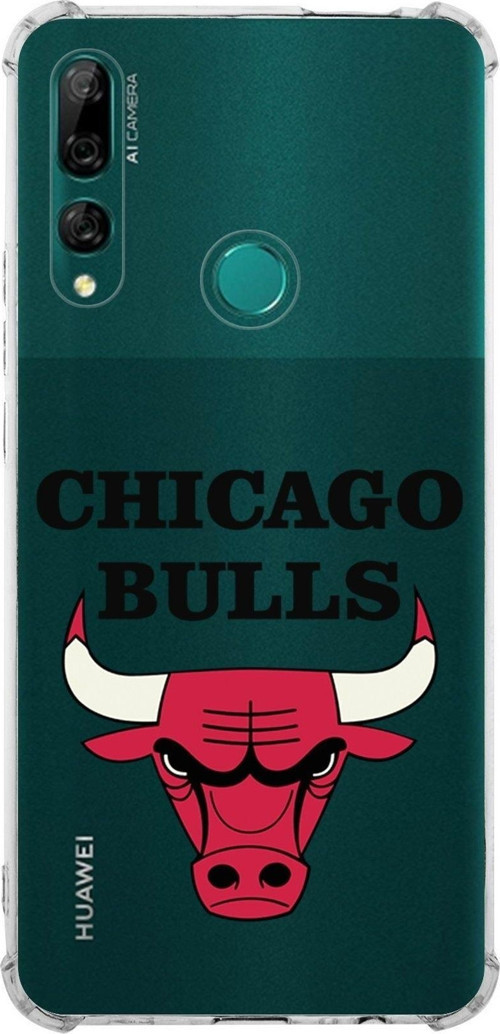 Huawei Y9 Prime 2019 Uyumlu Köşe Korumalı Antişok Kapak Chicago Bulls Tasarımlı Şeffaf Kılıf