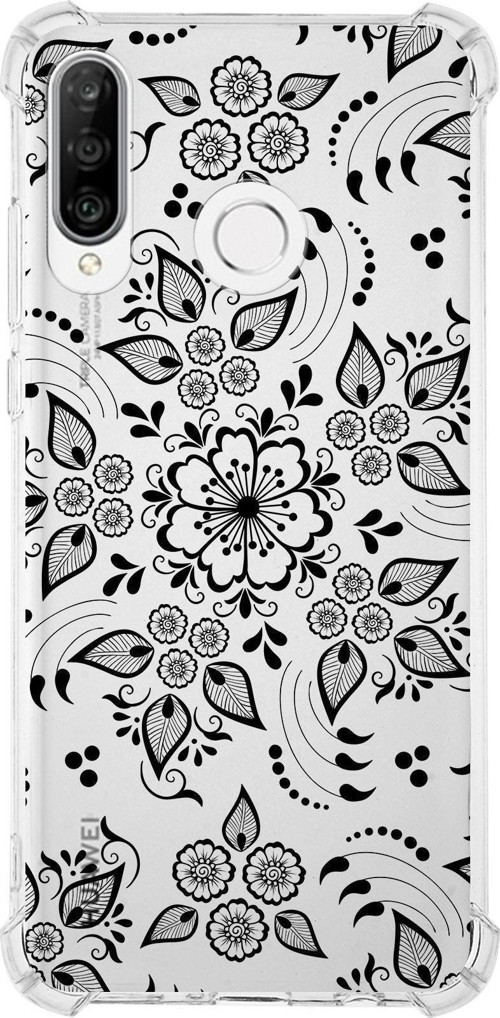 Huawei P30 Lite Köşe Korumalı Antişok Kapak Nostalji Desen Tasarımlı Şeffaf Kılıf