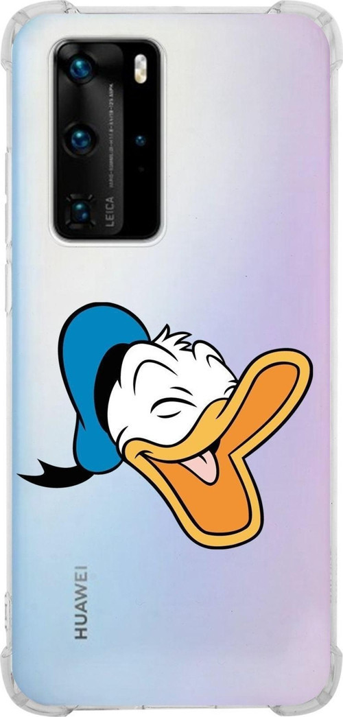 Huawei P40 Pro Köşe Korumalı Antişok Kapak Donald Duck Tasarımlı Şeffaf Kılıf