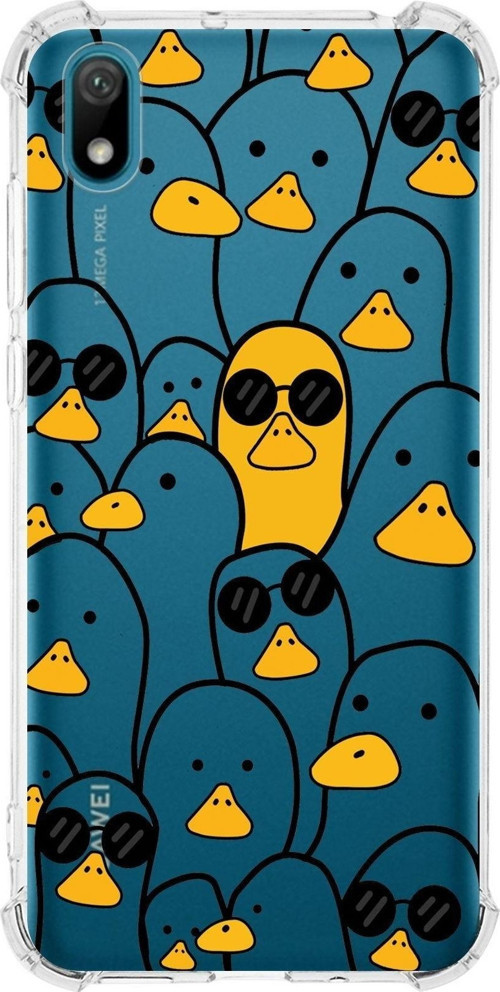 Huawei Y5 2019 Köşe Korumalı Antişok Kapak Duck Tasarımlı Şeffaf Kılıf
