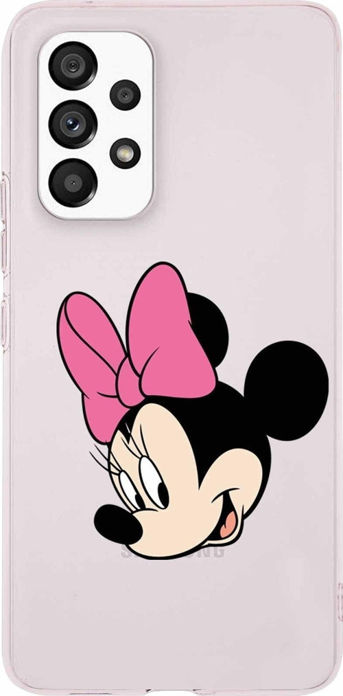 Samsung Galaxy A33 Kapak Minnie Mouse Tasarımlı Şeffaf Silikon Kılıf