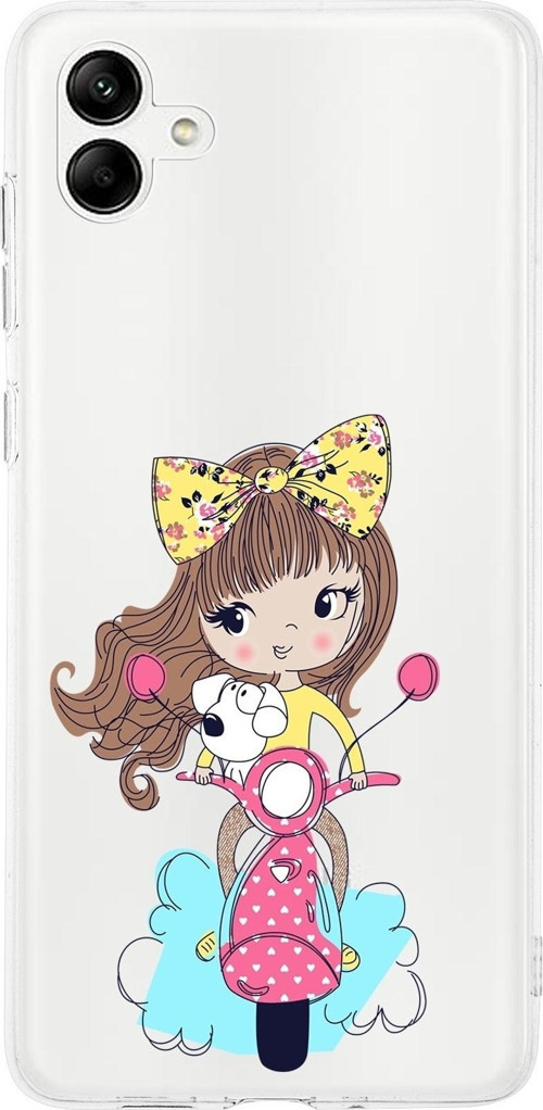 Samsung Galaxy A04 Uyumlu Kapak Vespagirl Tasarımlı Şeffaf Silikon Kılıf