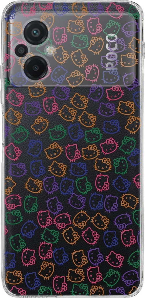 Poco M5 Kamera Korumalı Kapak Hello Kitty Tasarımlı Şeffaf Kılıf