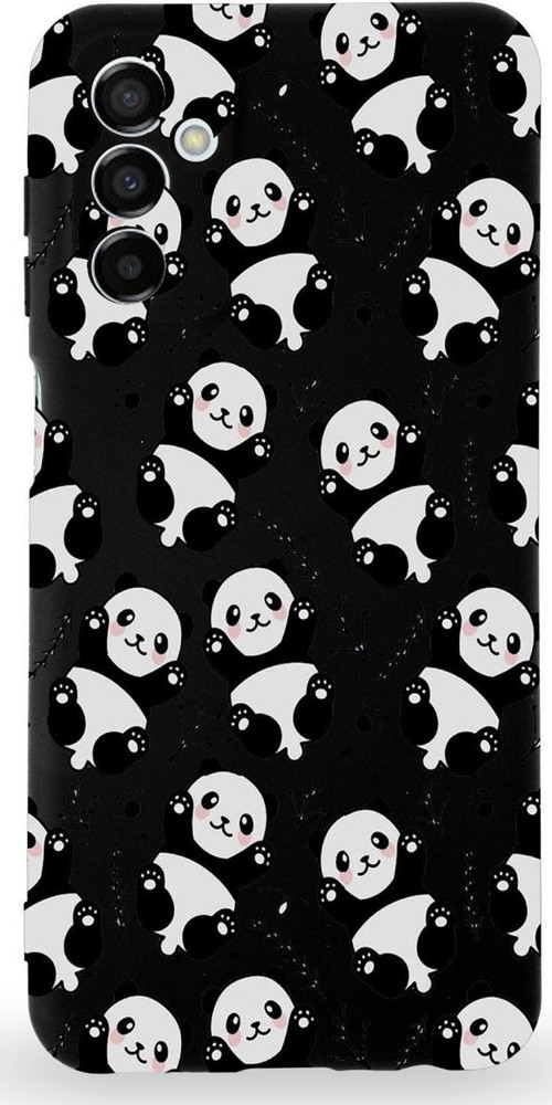 Samsung Galaxy A04S Uyumlu Lansman Kılıf Panda Tasarımlı Içi Kadife Kapak-Siyah