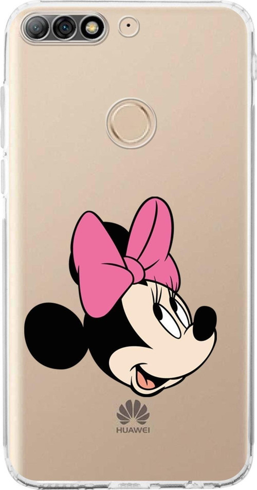 Huawei Y7 2018 Kamera Korumalı Kapak Minnie Mouse Tasarımlı Şeffaf Kılıf