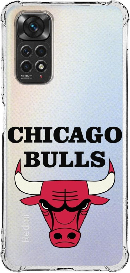 Xiaomi Redmi Note 11 Pro Uyumlu Köşe Korumalı Antishock Kapak Chicago Bulls Tasarımlı Şeffaf Kılıf