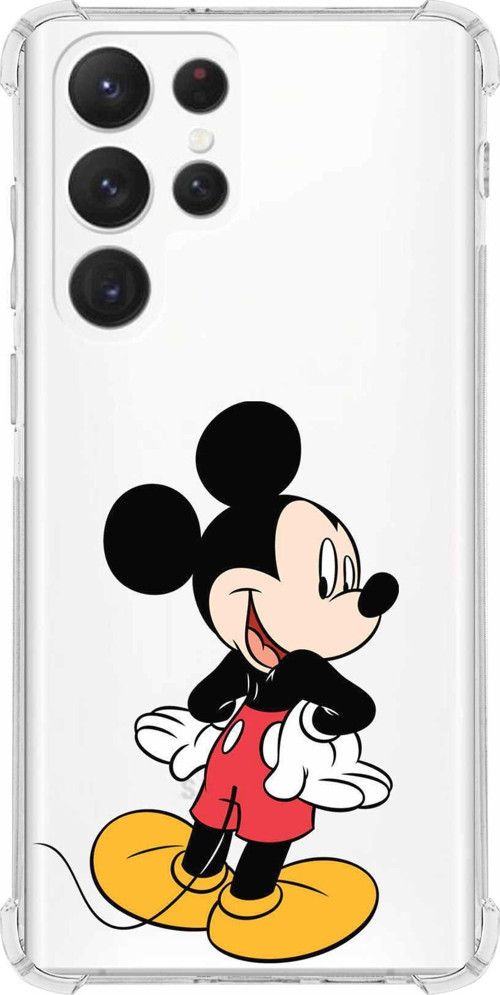 Samsung Galaxy S22 Ultra Uyumlu Köşe Korumalı Antişok Kapak Mickey Mouse Tasarımlı Şeffaf Kılıf