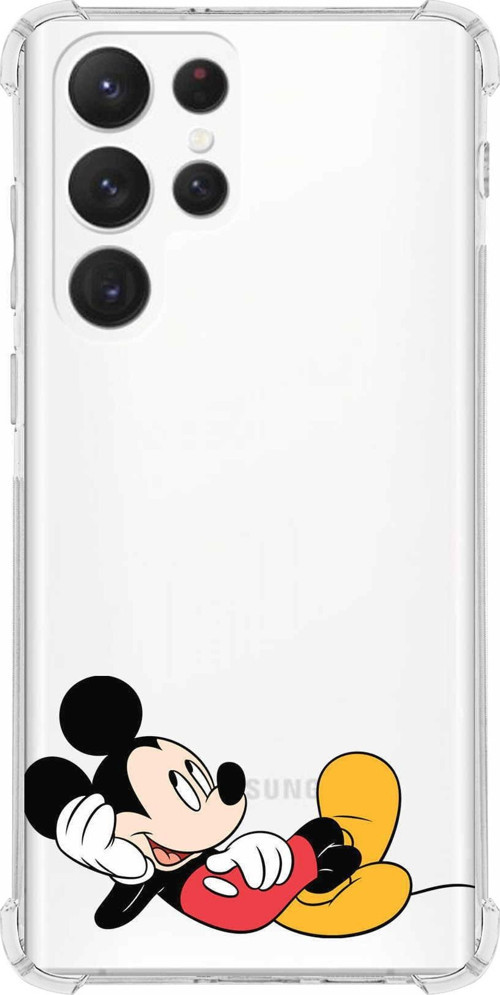 Samsung Galaxy S22 Ultra Uyumlu Köşe Korumalı Antişok Kapak Mickey Mouse Tasarımlı Şeffaf Kılıf