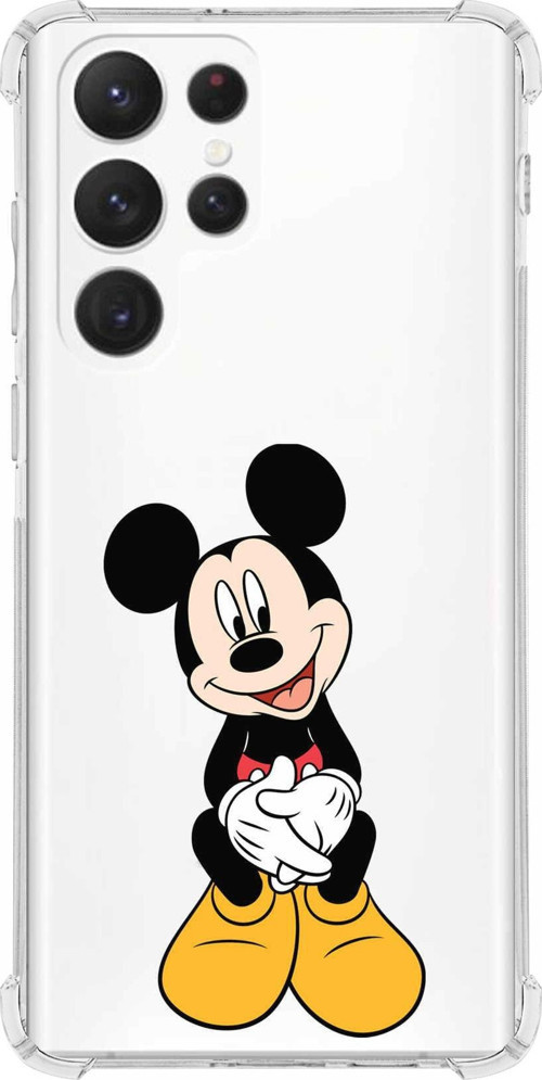 Samsung Galaxy S22 Ultra Uyumlu Köşe Korumalı Antişok Kapak Mickey Mouse Tasarımlı Şeffaf Kılıf