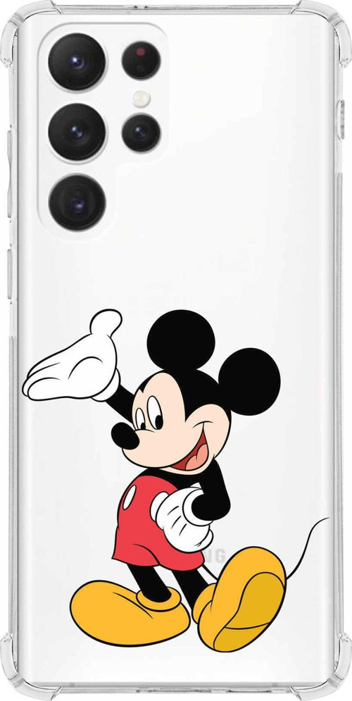 Samsung Galaxy S22 Ultra Uyumlu Köşe Korumalı Antişok Kapak Mickey Mouse Tasarımlı Şeffaf Kılıf