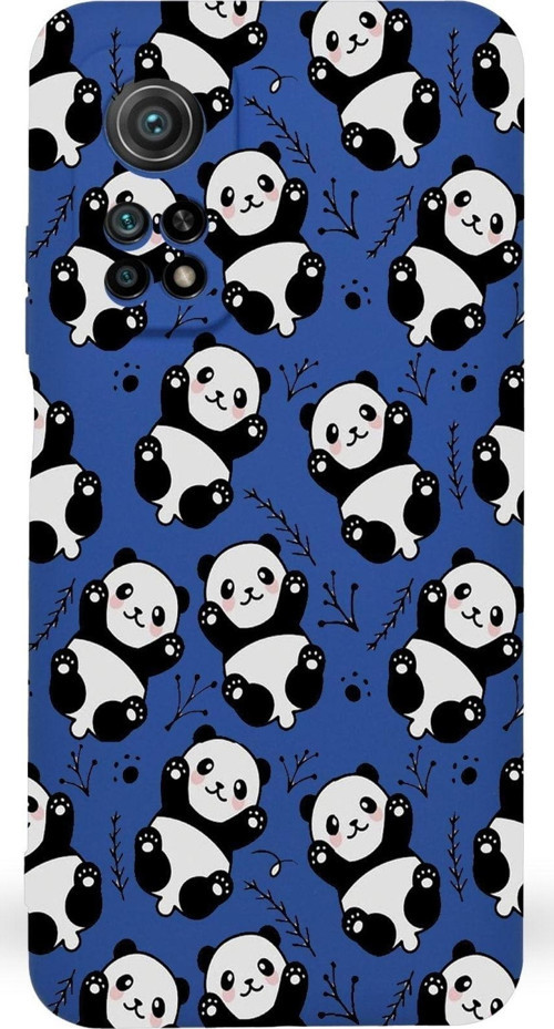 Xiaomi Mi 10T Uyumlu Lansman Kılıf Panda Tasarımlı Içi Kadife Kapak-Lacivert