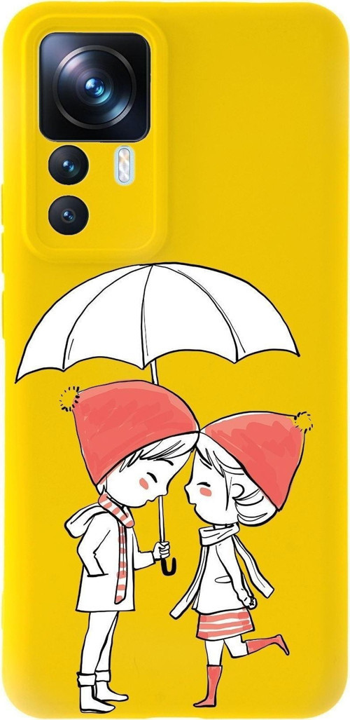 Xiaomi Mi 12T Pro Uyumlu Lansman Kılıf Aşk Tasarımlı Içi Kadife Kapak-Sarı