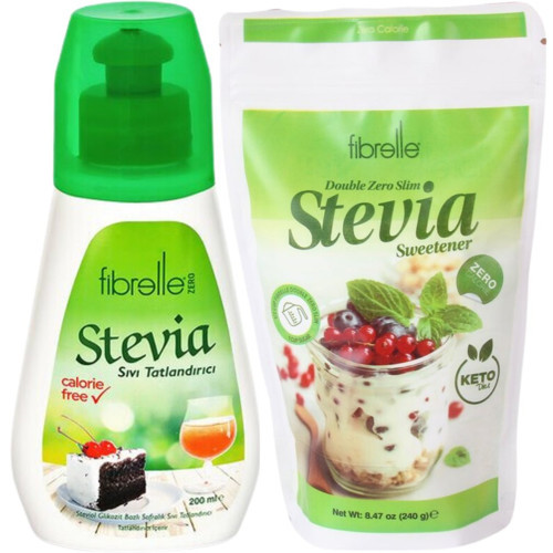 Stevia Tatlandırıcı Seti 2'li (Sıvı Tatlandırıcı 200 ml + Doğal Tatlandırıcı 240 g)