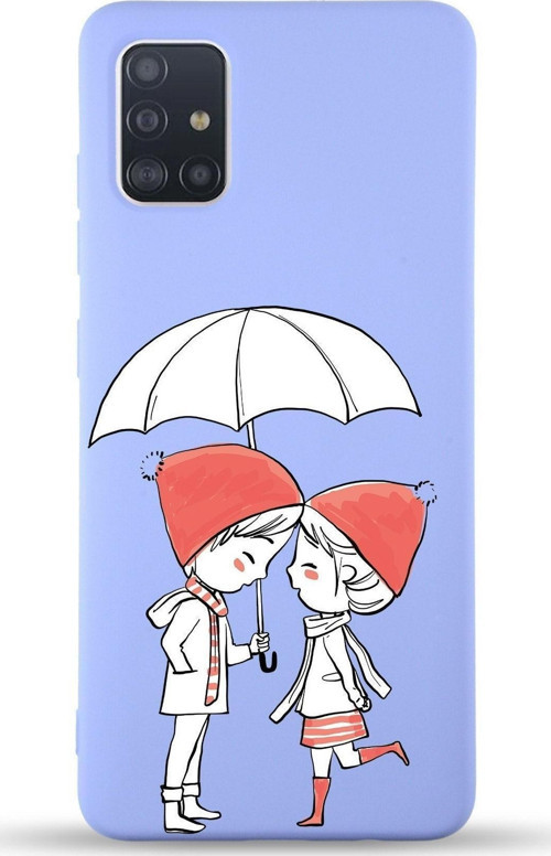 Samsung Galaxy A71 Uyumlu Lansman Kılıf Aşk Tasarımlı Içi Kadife Kapak-Lila