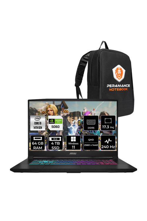 Katana 17 HX i9-14900HX 64GB 4TB SSD RTX5060/8GB 17.3'' 2K QHD 240Hz W11H Gaming Laptop B14WFK