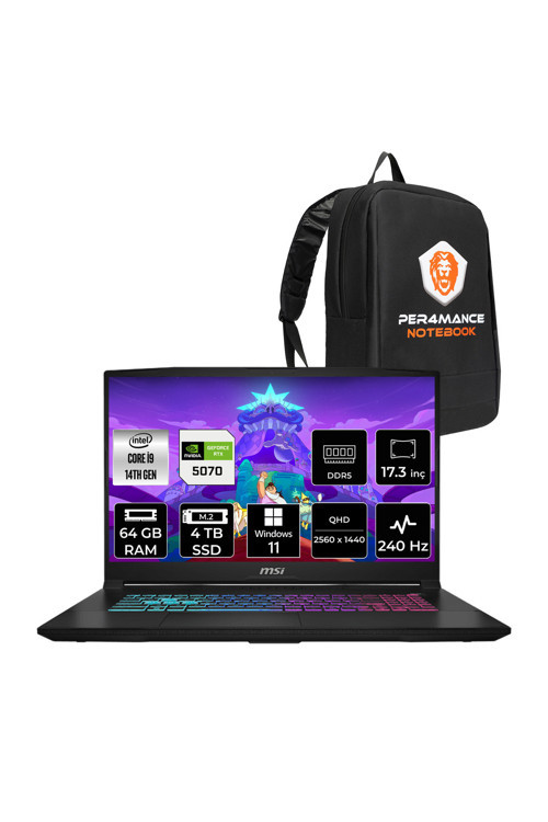Katana 17 HX i9-14900HX 64GB 4TB SSD RTX5070/8GB 17.3'' 2K QHD 240Hz W11H Gaming Laptop B14WGK