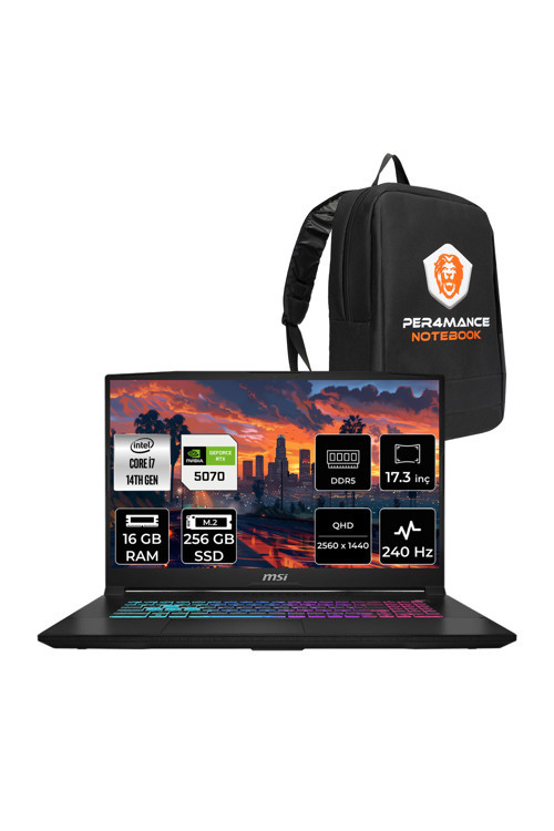 Katana 17 HX i7-14650HX 16GB 256GB SSD RTX5070/8GB 17.3'' 2K QHD 240Hz FDOS Gaming Laptop B14WGK