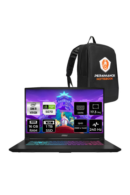Katana 17 HX i9-14900HX 16GB 1TB SSD RTX5070/8GB 17.3'' 2K QHD 240Hz FDOS Gaming Laptop B14WGK