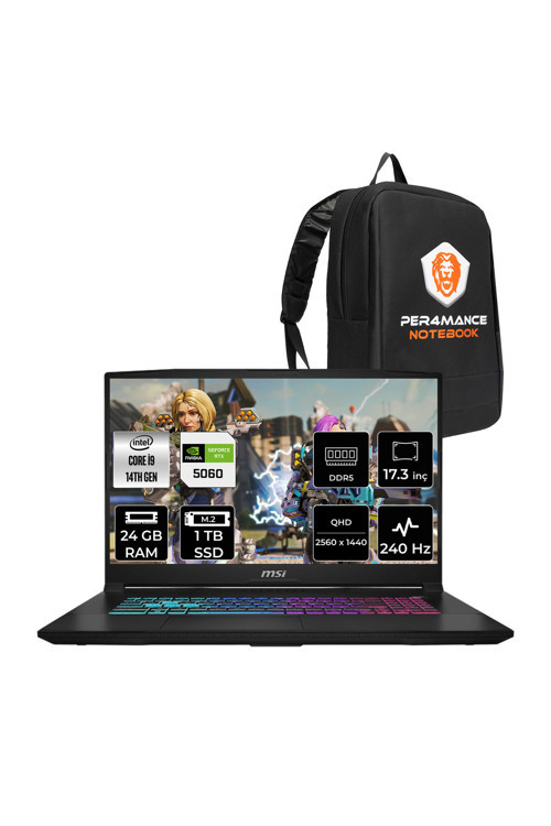 Katana 17 HX i9-14900HX 24GB 1TB SSD RTX5060/8GB 17.3'' 2K QHD 240Hz FDOS Gaming Laptop B14WFK