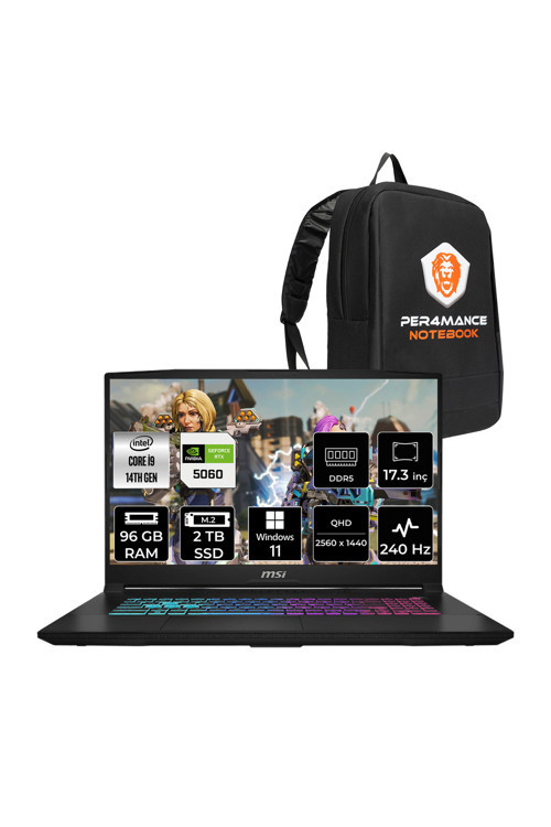 Katana 17 HX i9-14900HX 96GB 2TB SSD RTX5060/8GB 17.3'' 2K QHD 240Hz W11H Gaming Laptop B14WFK