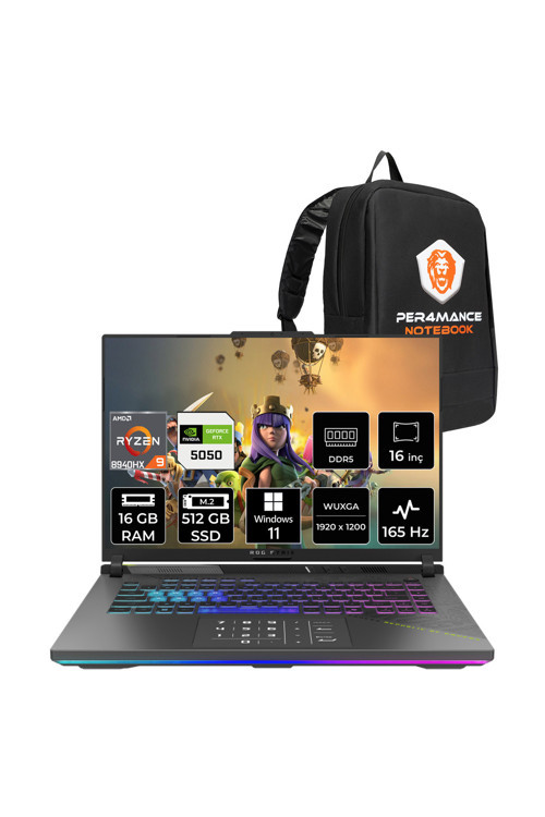 Rog Strix G16 R9 8940HX 16GB 512GB SSD RTX5050/8GB 165Hz 16" WUXGA W11H Gaming Laptop G614PH