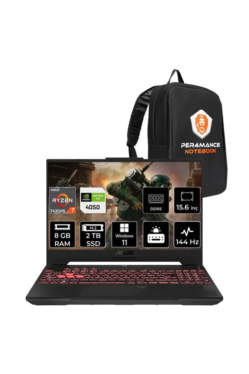 TUF Gaming A15 R7 7435HS 8GB 2TB SSD RTX4050/6GB 140W 15.6" FHD 144Hz W11H Laptop FA507NUR