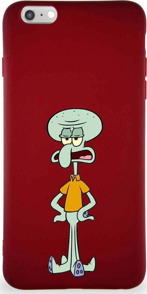 Apple Iphone 6S Plus Soft Premier Kapak Squidward Dokunaç Tasarımlı Silikon Kılıf - Mürdüm