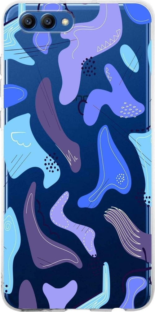 Huawei Honor View 20 Uyumlu Kapak Abstrackt Tasarımlı Şeffaf Silikon Kılıf