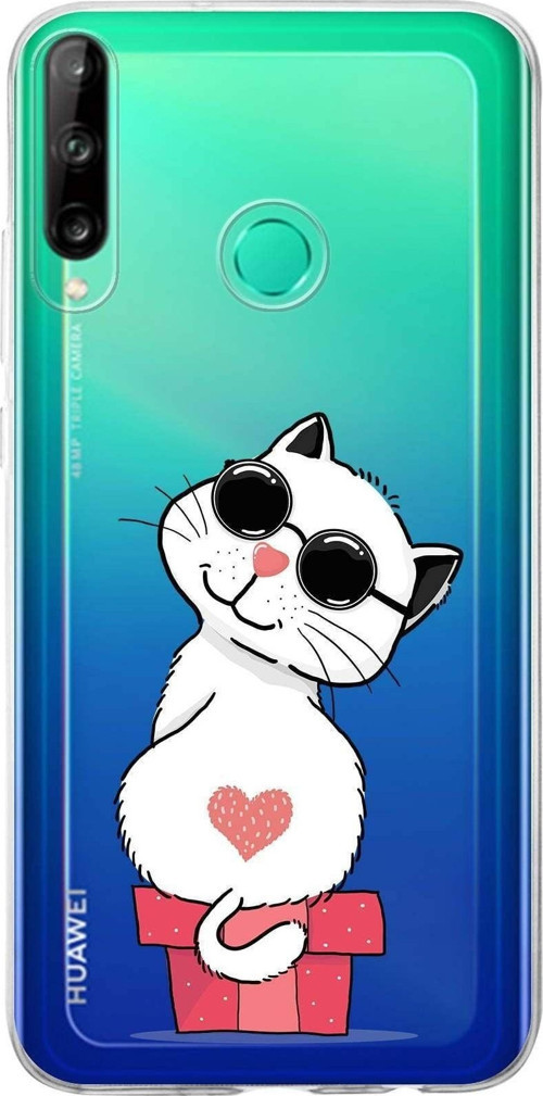 Huawei P40 Lite E Uyumlu Kapak Coolcat Tasarımlı Şeffaf Silikon Kılıf