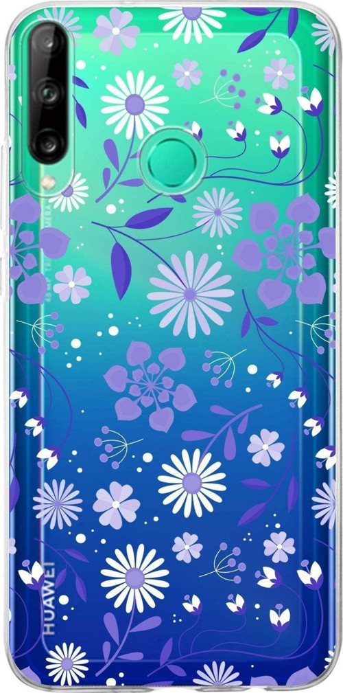Huawei P40 Lite E Uyumlu Kapak Flowers Tasarımlı Şeffaf Silikon Kılıf