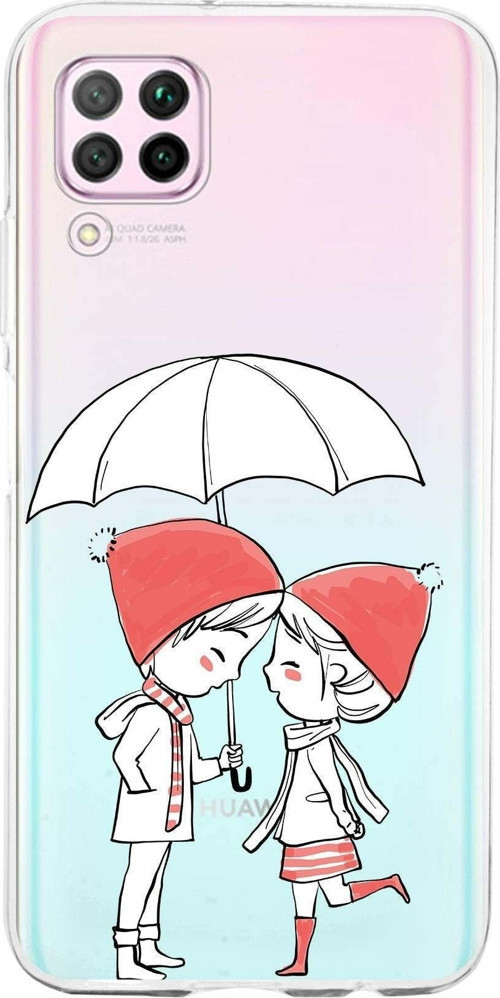 Huawei P40 Lite Uyumlu Kapak Aşk Tasarımlı Şeffaf Silikon Kılıf