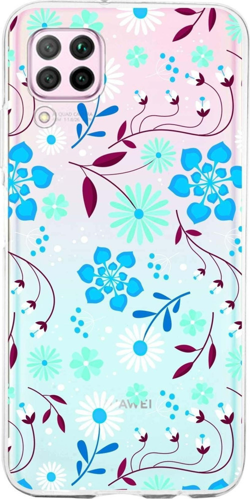 Huawei P40 Lite Uyumlu Kapak Flowers Tasarımlı Şeffaf Silikon Kılıf