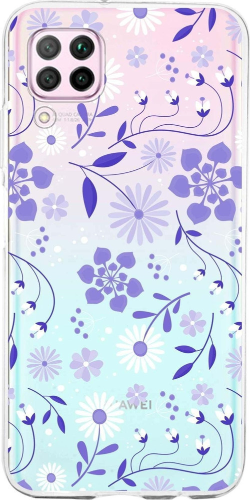 Huawei P40 Lite Uyumlu Kapak Flowers Tasarımlı Şeffaf Silikon Kılıf