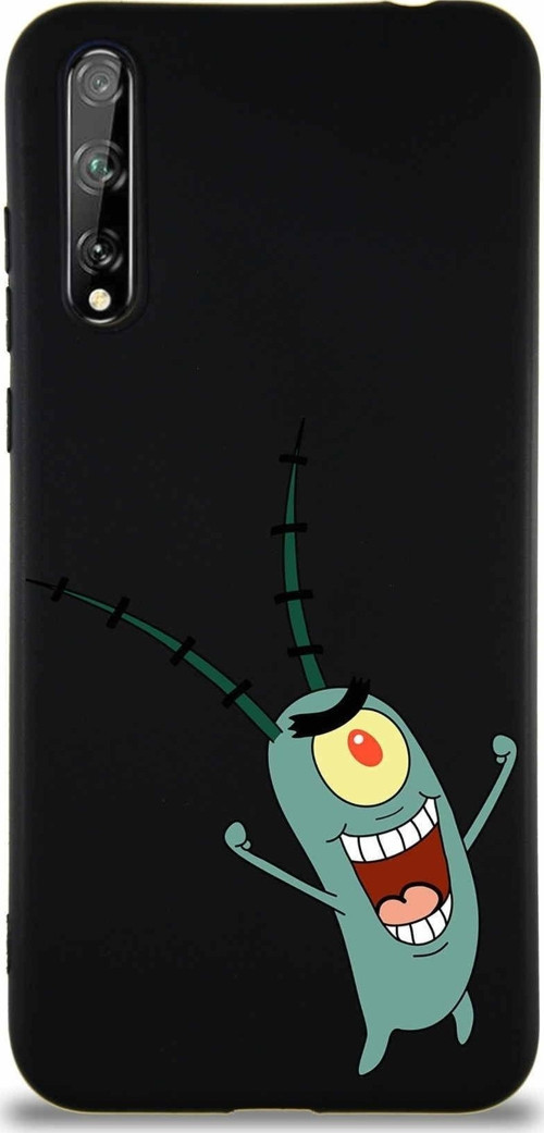 Huawei P Smart S Soft Premier Kapak Plankton Tasarımlı Silikon Kılıf - Siyah