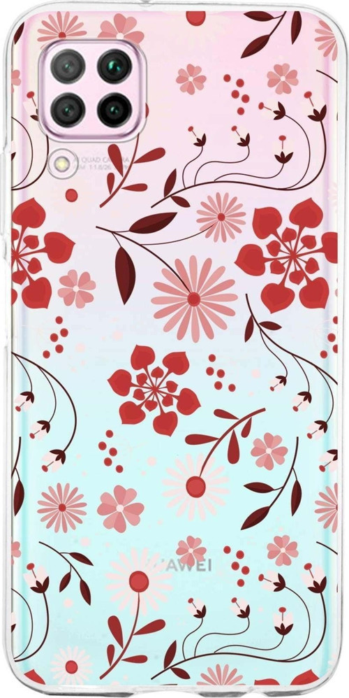 Huawei P40 Lite Uyumlu Kapak Flowers Tasarımlı Şeffaf Silikon Kılıf