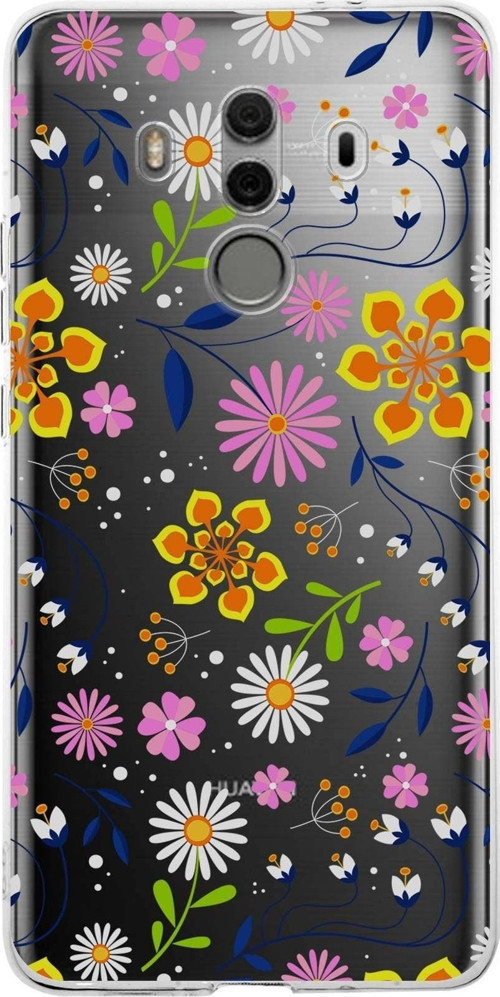 Huawei Mate 10 Pro Uyumlu Kapak Flowers Tasarımlı Şeffaf Silikon Kılıf