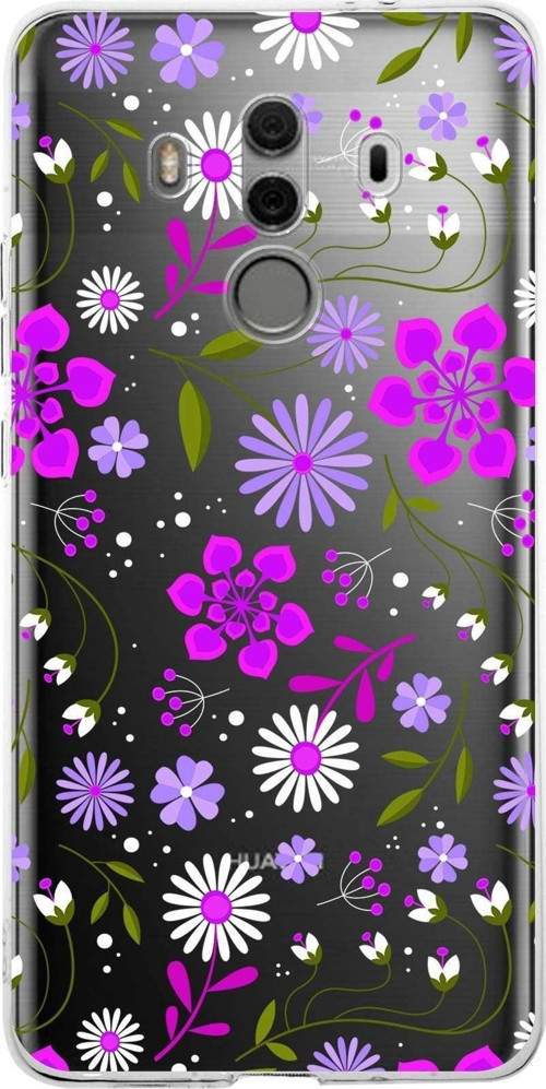 Huawei Mate 10 Pro Uyumlu Kapak Flowers Tasarımlı Şeffaf Silikon Kılıf