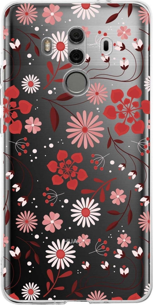 Huawei Mate 10 Pro Uyumlu Kapak Flowers Tasarımlı Şeffaf Silikon Kılıf