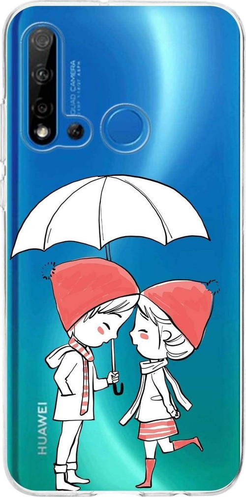 Huawei P20 Lite 2019 Uyumlu Kapak Aşk Tasarımlı Şeffaf Silikon Kılıf