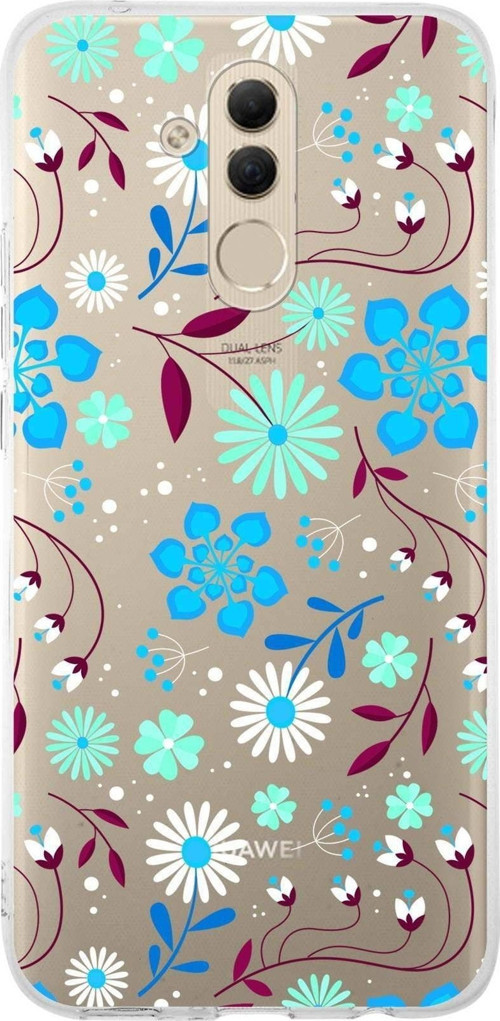 Huawei Mate 20 Lite Uyumlu Kapak Flowers Tasarımlı Şeffaf Silikon Kılıf