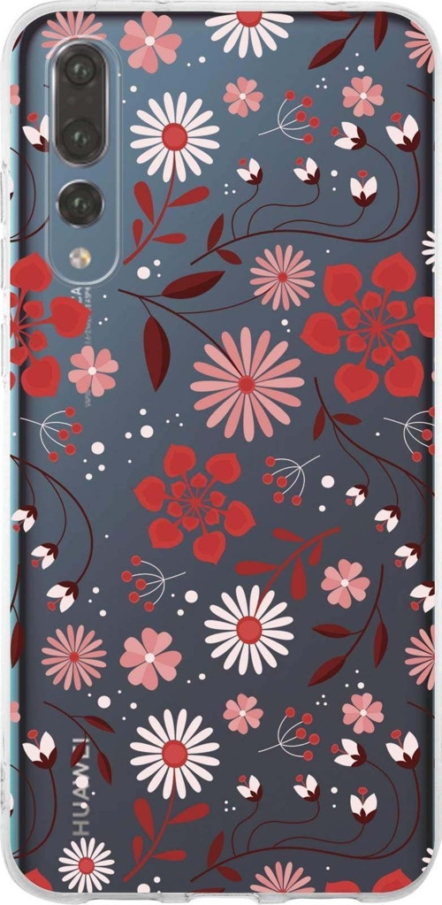 Huawei P20 Pro Uyumlu Kapak Flowers Tasarımlı Şeffaf Silikon Kılıf