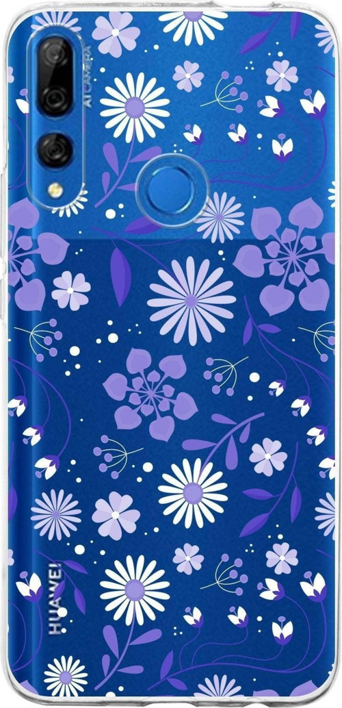 Huawei Y9 Prime 2019 Uyumlu Kapak Flowers Tasarımlı Şeffaf Silikon Kılıf