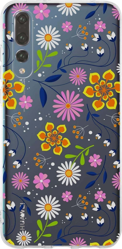 Huawei P20 Pro Uyumlu Kapak Flowers Tasarımlı Şeffaf Silikon Kılıf
