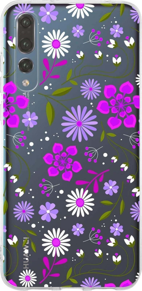 Huawei P20 Pro Uyumlu Kapak Flowers Tasarımlı Şeffaf Silikon Kılıf
