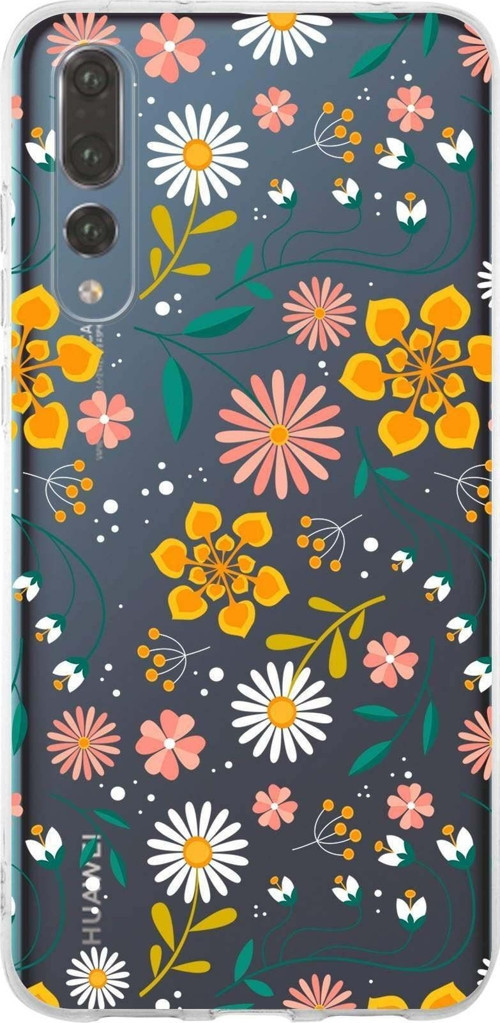 Huawei P20 Pro Uyumlu Kapak Flowers Tasarımlı Şeffaf Silikon Kılıf