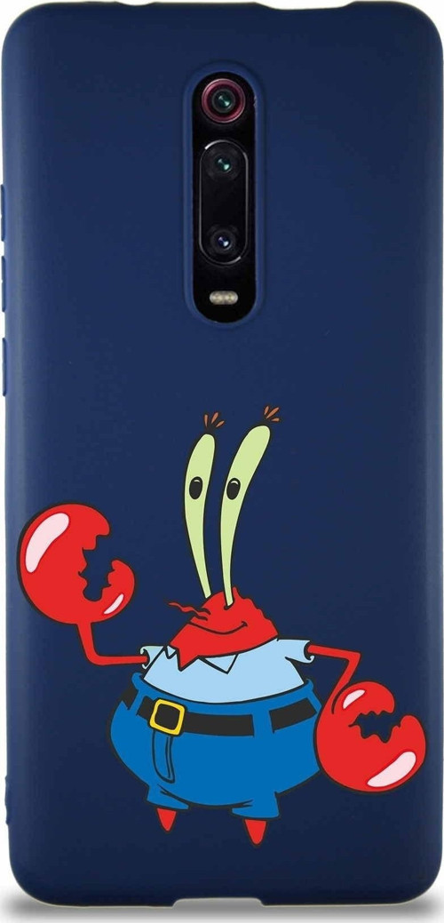 Xiaomi Mi 9T Pro Soft Premier Kapak Bay Yengeç Tasarımlı Silikon Kılıf - Lacivert