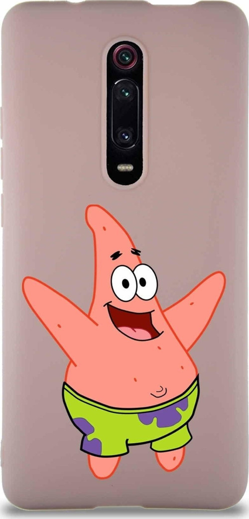 Xiaomi Mi 9T Pro Soft Premier Kapak Patrick Yıldız Tasarımlı Silikon Kılıf - Pudra