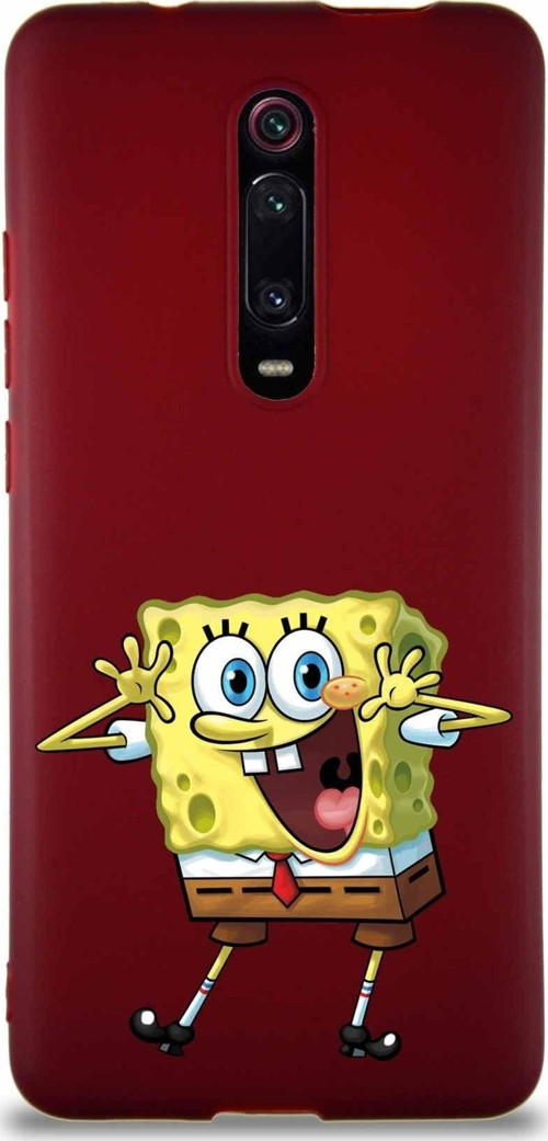 Xiaomi Mi 9T Pro Soft Premier Kapak Sünger Bob Tasarımlı Silikon Kılıf - Mürdüm