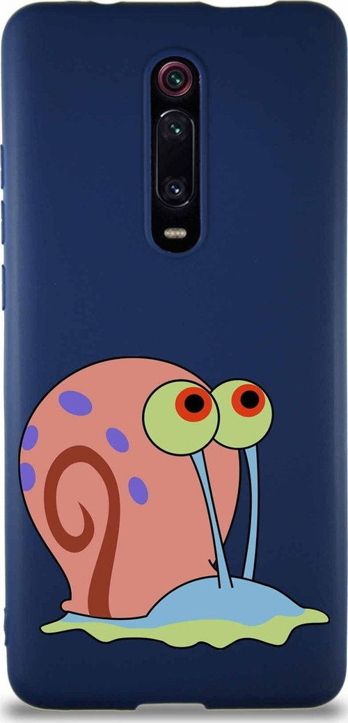 Xiaomi Mi 9T Soft Premier Kapak Salyangoz Gary Tasarımlı Silikon Kılıf - Lacivert