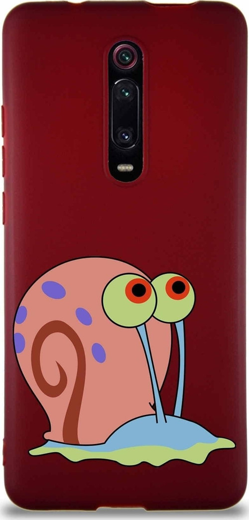 Xiaomi Mi 9T Soft Premier Kapak Salyangoz Gary Tasarımlı Silikon Kılıf - Mürdüm